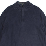 Eddie Bauer  Quarter Zip Knitted Jumper / Sweater XLarge Navy Blue