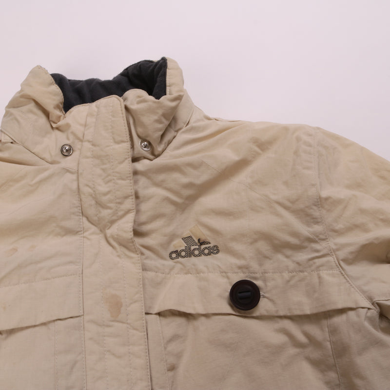 Adidas Full Zip Up Puffer Jacket Women's Small Beige Cream