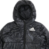 Adidas Hooded Full Zip Up Puffer Jacket Womens Small (missing sizing label) Black