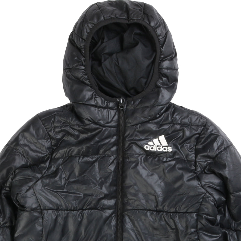 Adidas Hooded Full Zip Up Puffer Jacket Womens Small missing sizing l Vintage Club UK