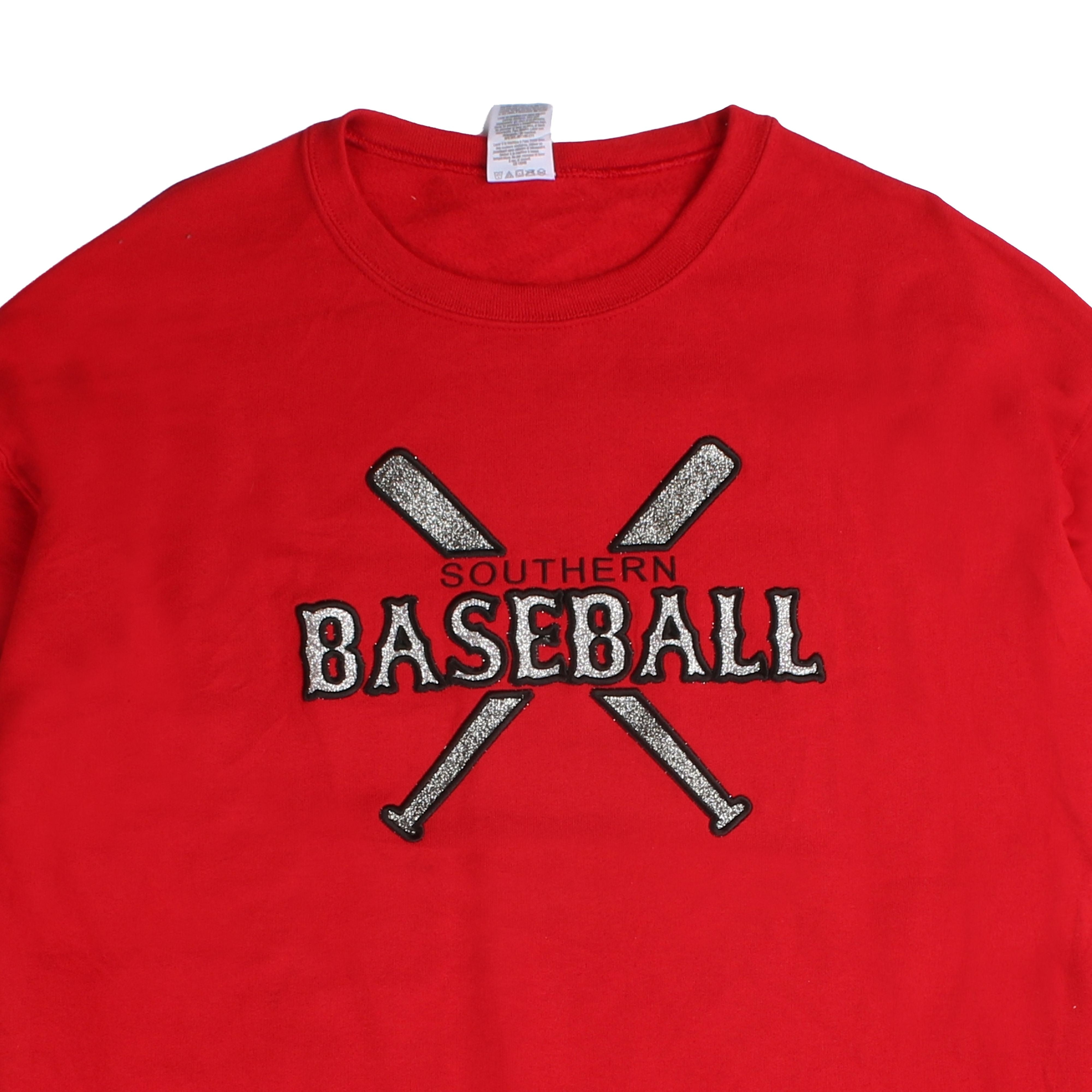 Jerzees Baseball Crewneck Sweatshirt Large Red