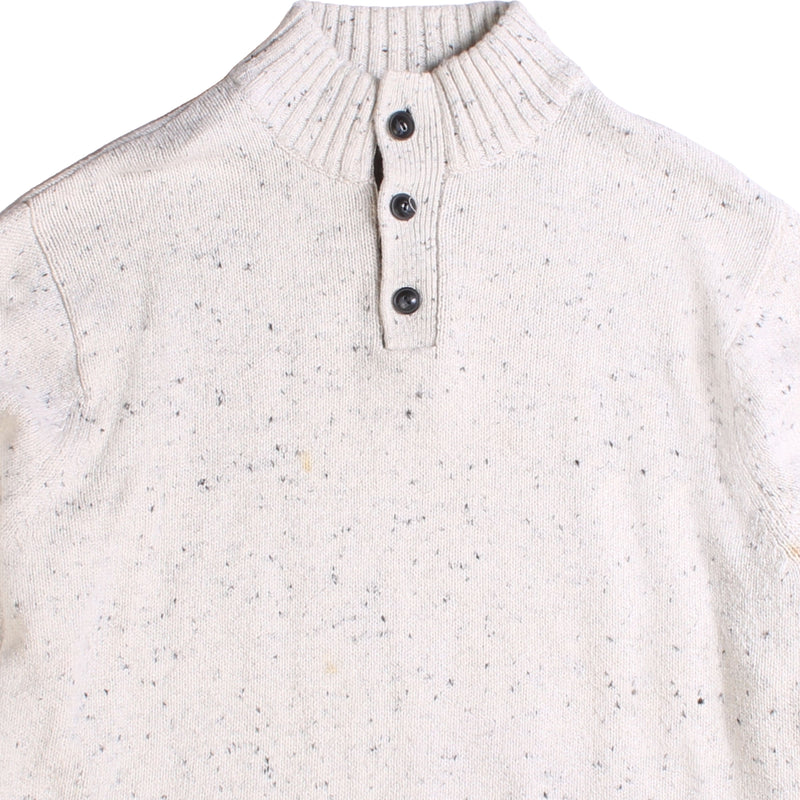 Chaps Ralph Lauren  Quarter Button Knitted Jumper / Sweater Large Beige Cream
