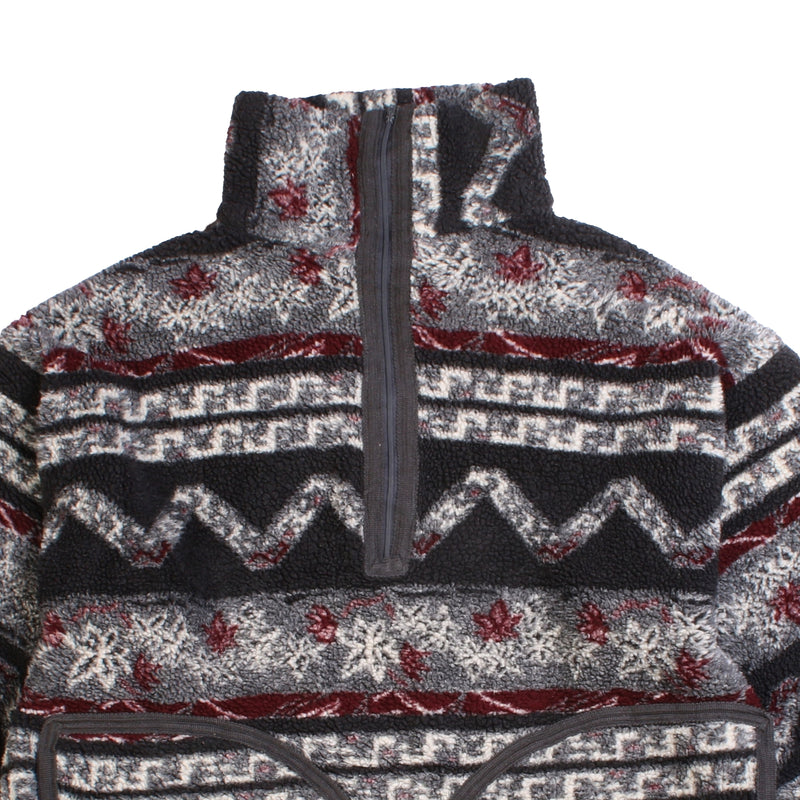 U.S Vintage  Quarter Zip Aztec Fleece Jumper Large (missing sizing label) Black