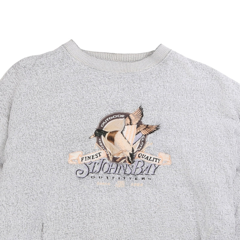 St John Bay  Ducks Heavyweight Crewneck Sweatshirt Large Grey