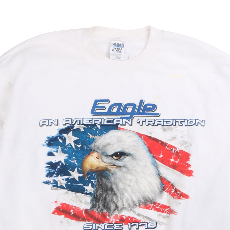 Gildan  Eagle Crewneck Sweatshirt Large White