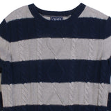 Chaps  Knitted Striped Crewneck Jumper / Sweater Small Grey