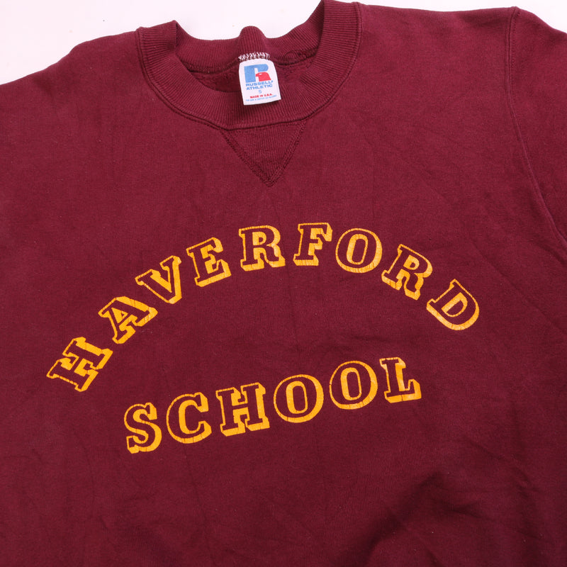 Russell Athletic  Haverford School Crewneck Sweatshirt Small Burgundy Red