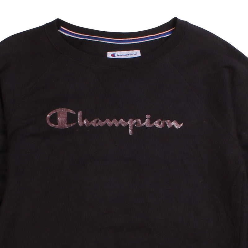 Champion  Spellout Heavyweight Crewneck Sweatshirt Small Black