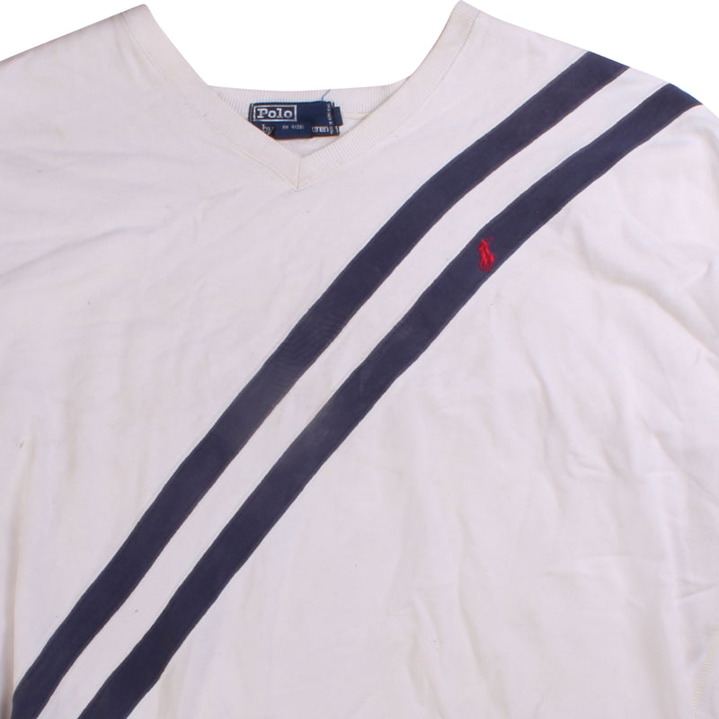 Ralph Lauren  Striped Heavyweight Crewneck Sweatshirt Large White