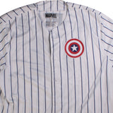 Marvel  Marval Baseball Short Sleeve Button Up Jersey XLarge White