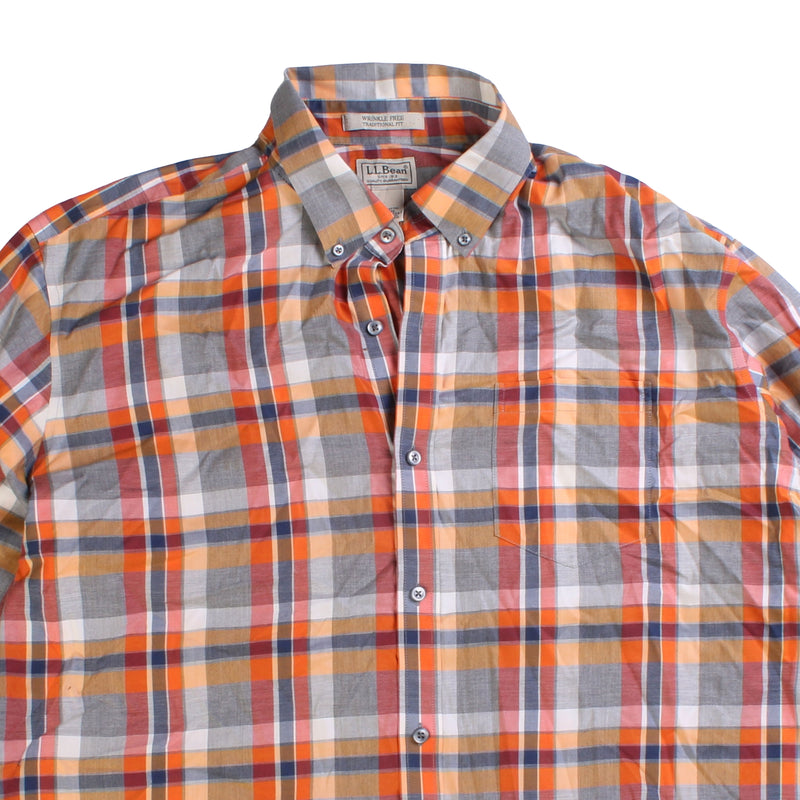 L.L.Bean  Collared Long Sleeve Check Shirt XLarge Orange