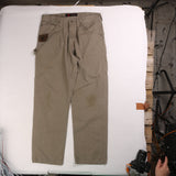 Ripstop  Cargo Carpenter Workwear Trousers / Pants 34 Khaki Green