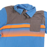 Puma  Short Sleeve Button Up Striped T Shirt Small Blue
