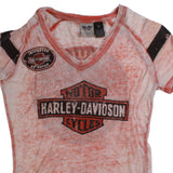 Harley Davidson  Spellout Short Sleeve T Shirt Medium Orange