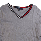 Tommy Hilfiger  Knitted V Neck Jumper / Sweater Large Grey