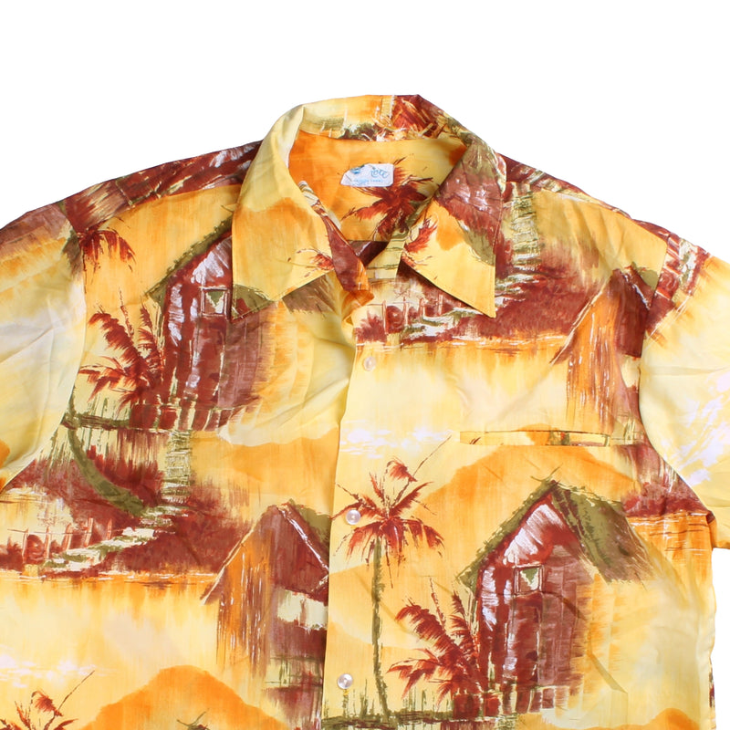 Kole Kole  Hawaii Short Sleeve Button Up Shirt Large Yellow