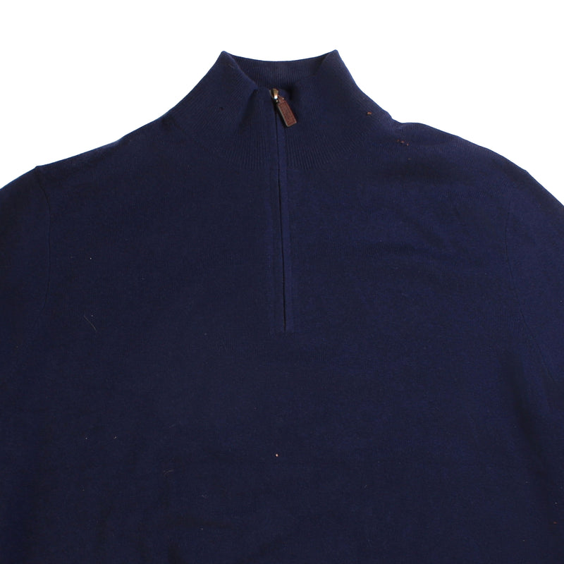 Polo Ralph Lauren  Pullover Quarter Zip Knitted Jumper / Sweater XLarge Blue