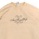 Gildan  Air Force Wife Heavyweight Crewneck Sweatshirt Large Beige Cream