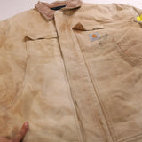 Carhartt  Heavyweight Full Zip Up Workwear Jacket Large Beige Cream