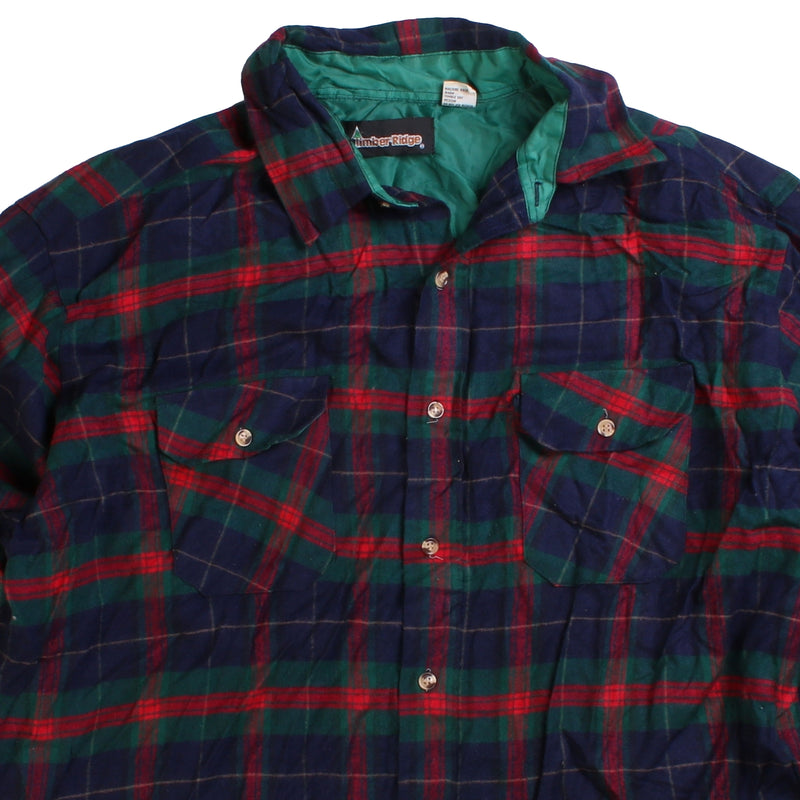 Timber Ridge  Check Long Sleeve Button Up Shirt XLarge Navy Blue