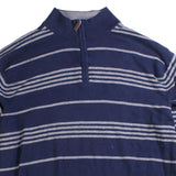 Chaps Ralph Lauren  Striped Quarter Zip Jumper / Sweater XXLarge (2XL) Blue