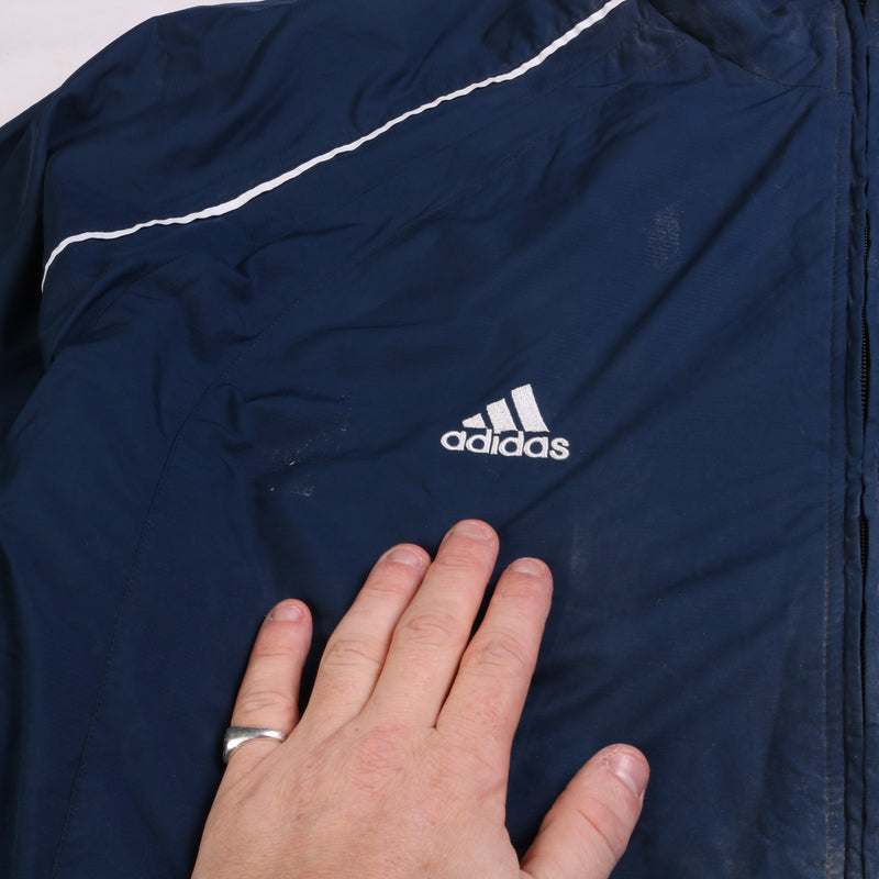 Adidas  Zip Up Spellout Long Sleeve Lightweight Windbreaker Jacket XLarge Blue