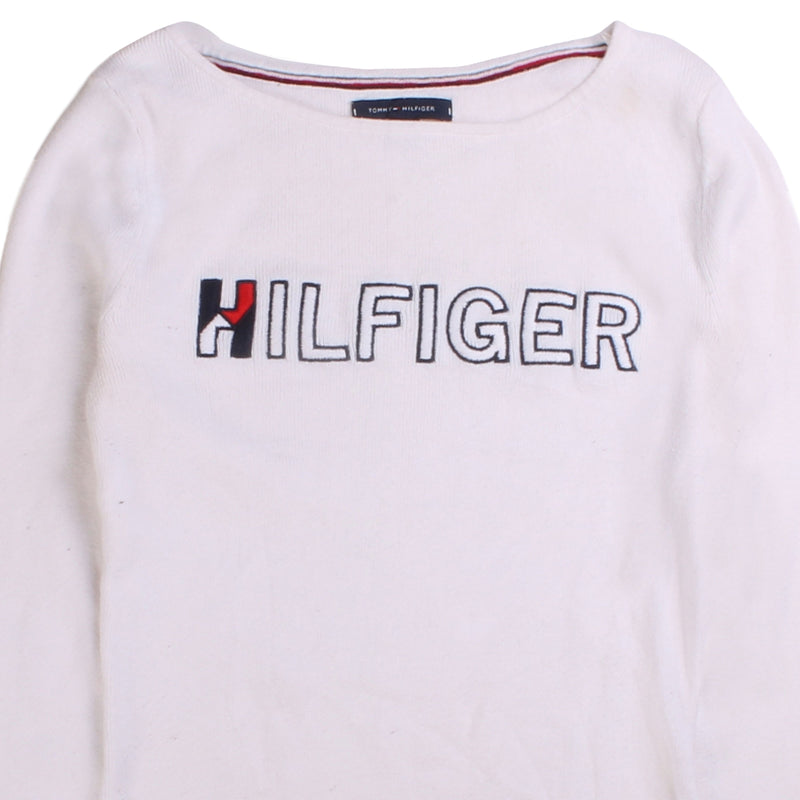 Tommy Hilfiger Spellout Striped Jumper / Sweater Women's XSmall White