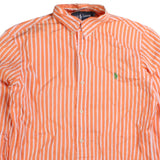 Polo Ralph Lauren  Long Sleeve Button Up Striped Shirt Small Orange