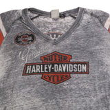 Harley Davidson  Spellout V Neck Short Sleeve T Shirt XXLarge (2XL) Grey