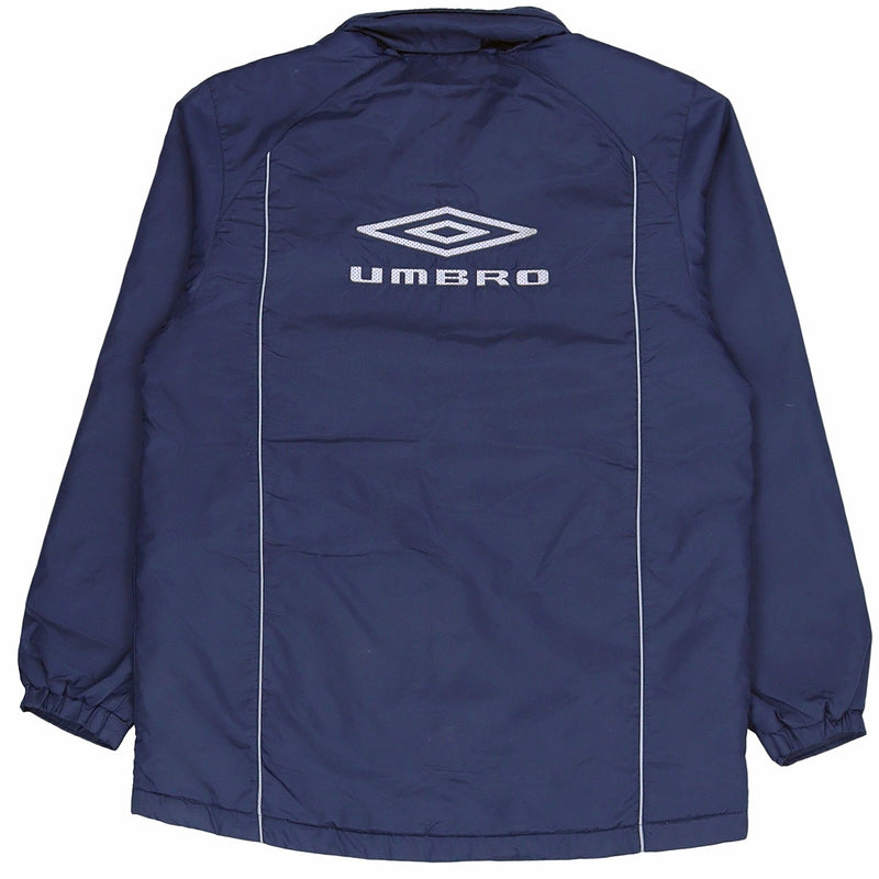 Umbro 90's Spellout Zip Up Puffer Jacket Small Blue