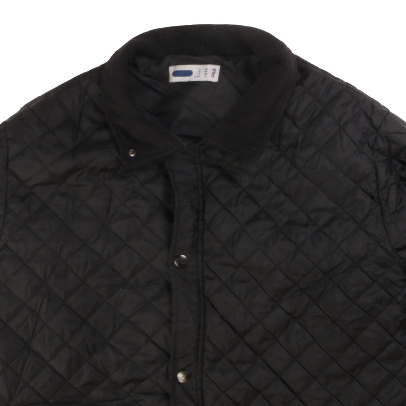 Fila  Quilted Button Up Puffer Jacket Small Black