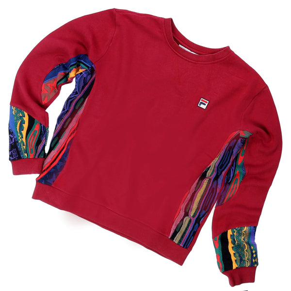 REWORKED Red Fila x Coogi Style Crewneck Sweatshirt - Large