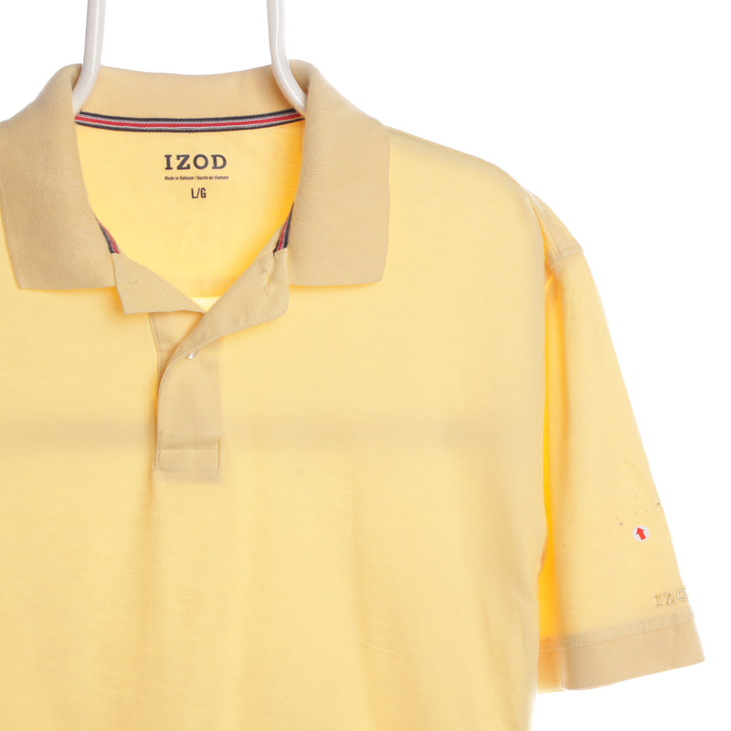 Izod 90's Pullover Button Up Short Sleeve  Polo Shirt Large Yellow