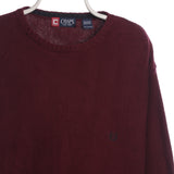 Chaps Ralph Lauren 90's Crewneck Cable Knitted Heavyweight Jumper XLarge Burgundy Red