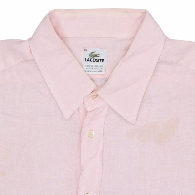 Lacoste 90's Plain Long Sleeve Button Up Shirt Large (missing sizing label) Pink