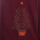 Jerzees 90's Crewneck Christmas Tree Sweatshirt Large Burgundy Red