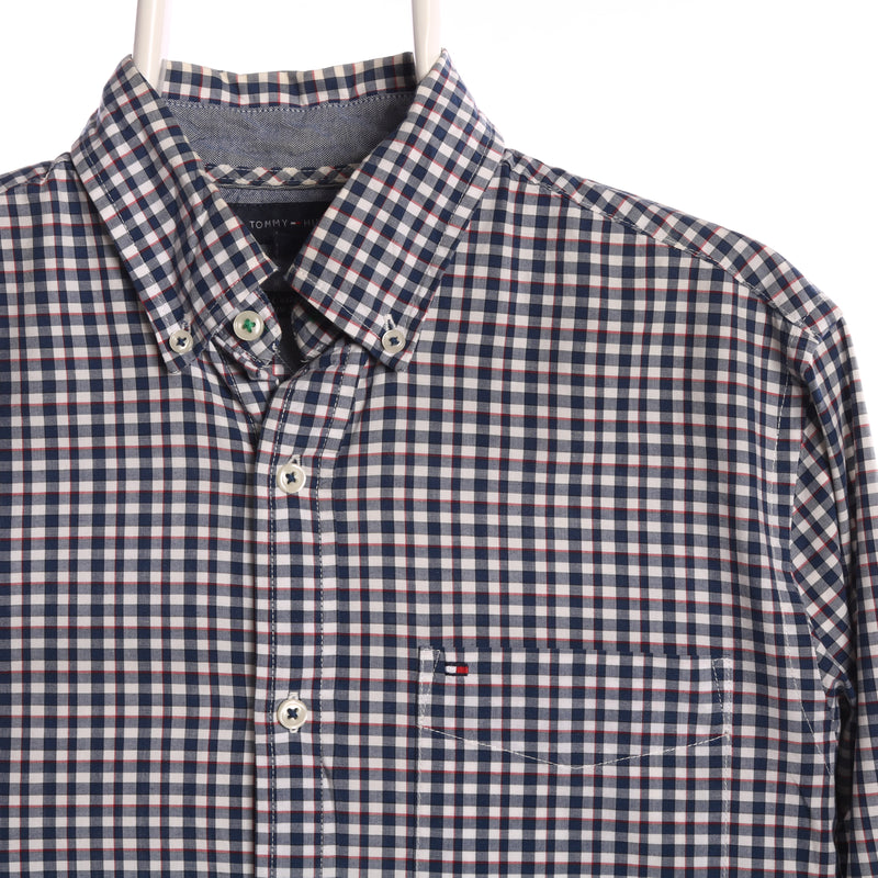Tommy Hilfiger 90's Check Button Up Long Sleeve Shirt Small Blue