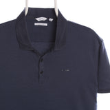 Calvin Klein 90's Striped Short Sleeve Nupste Polo Shirt Large Navy Blue