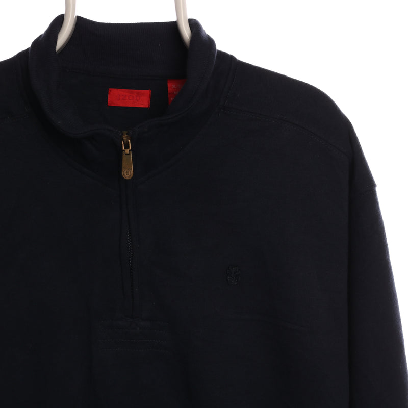 Izod 90's Quarter Zip Cotton Sweatshirt XLarge Navy Blue