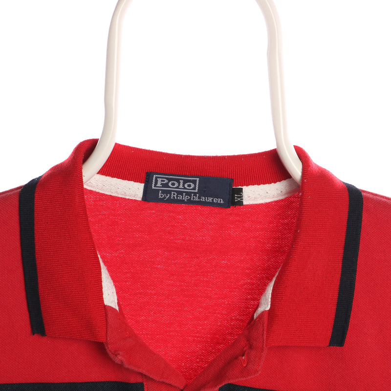 Ralph Lauren 90's Striped Short Sleeve Polo Shirt XLarge Red