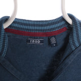 Izod 90's Quarter Zip Knitted Jumper / Sweater Medium Blue