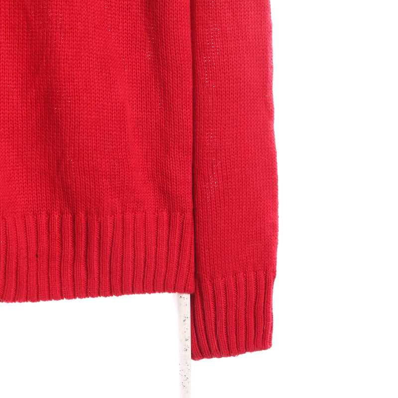 Chaps Ralph Lauren 90's V Neck Knitted Jumper / Sweater XLarge Red