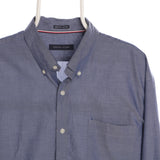 Tommy Hilfiger 90's Long Sleeve Button Up Plain Shirt 17.5 Neck (XLarge) Blue