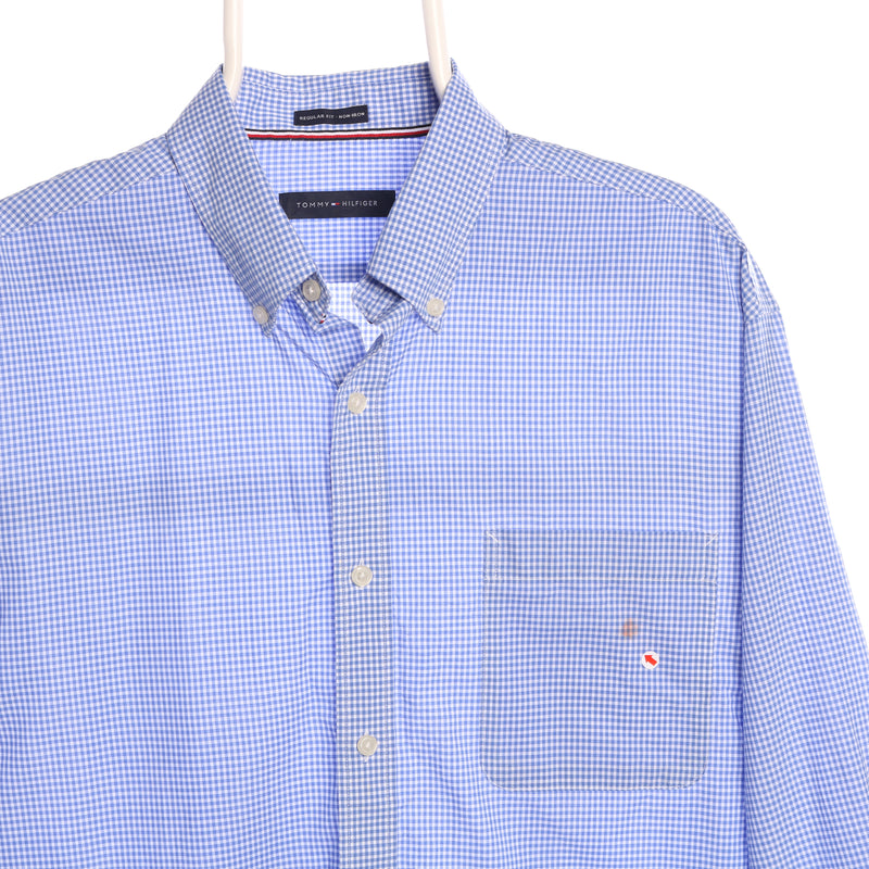 Tommy Hilfiger 90's Check Long Sleeve Button Up Shirt 16.5 Neck (Large) Blue