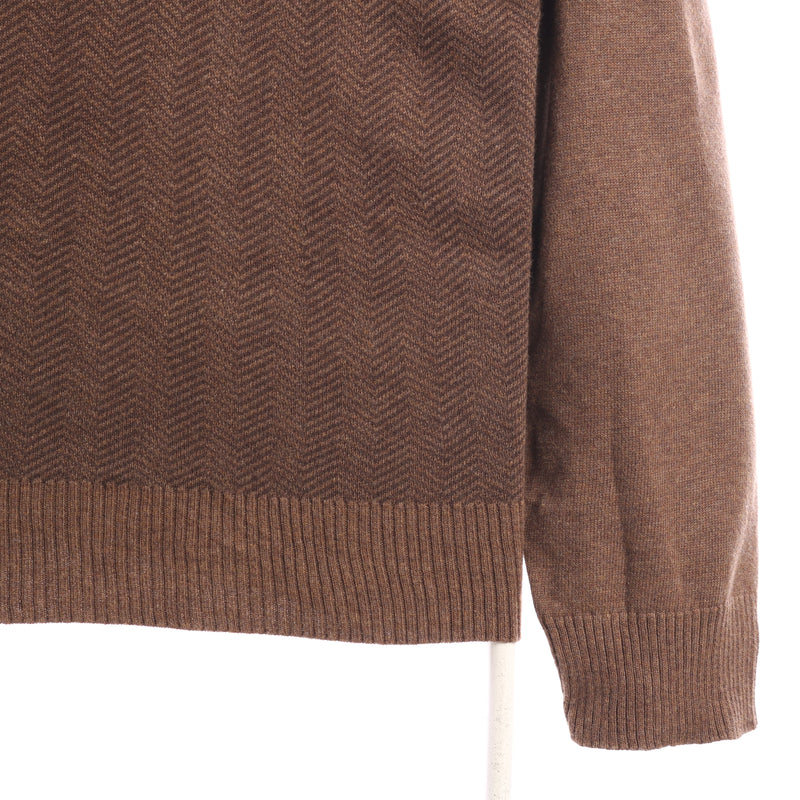 Nautica 90's Knitted Quarter Zip Jumper / Sweater XLarge Brown