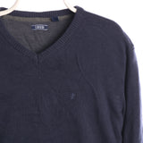 Izod 90's V Neck Knitted Jumper / Sweater XLarge Navy Blue