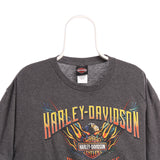 Harley Davidson Motor Cycle 90's Back Print Short Sleeve Crewneck T Shirt XLarge Grey