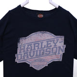 Harley Davidson 90's Back Print Short Sleeve Graphic Blazer Large Navy Blue