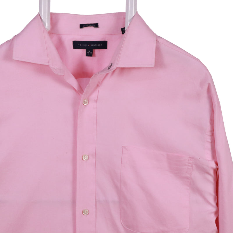 Tommy Hilfiger 90's Plain Long Sleeve Button Up Shirt Large Pink