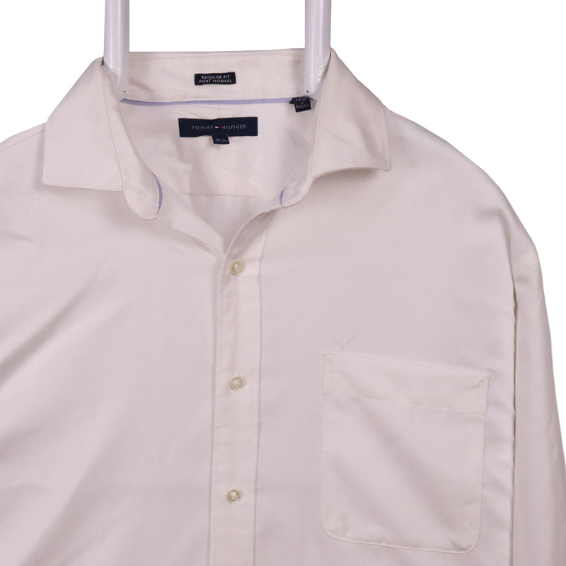 Tommy Hilfiger 90's Long Sleeve Button Up Plain Shirt Large White